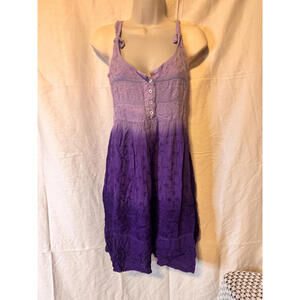 Shivani California Women's Midi Dress Embroidered Cotton Purple Ombre Size M